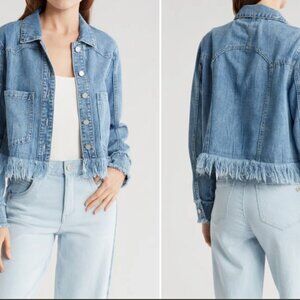 Democracy Chewed Frayed Hem Denim Jacket
